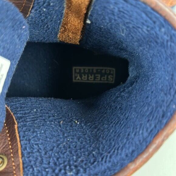 Sperry Saltwater Duck Boot Womens 9 Brown Leather Blue Zipper Lace up Waterproof - Picture 7 of 12